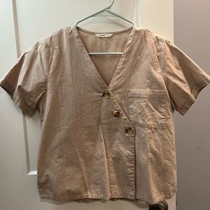 Et Cetera Tan Crop Semi Button down